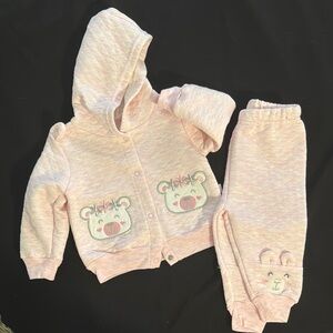NWOT Cute Pink Bear Hoodie and Pants Set